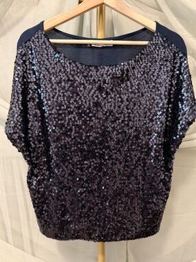 Jennifer Lopez Navy Blue Sequin Blouse